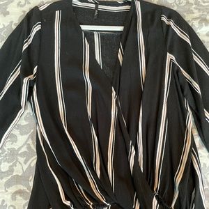 Black Long Sleeve Striped Top